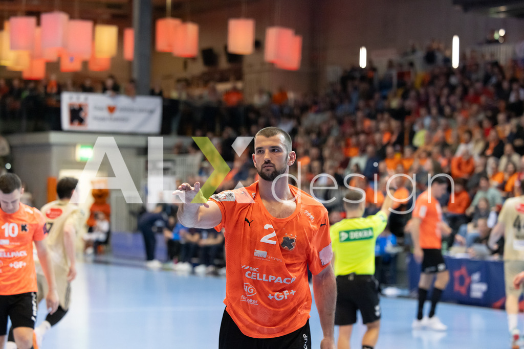 Handball I Herren I Saison 2025-2026 I EHF EUROPEAN LEAGUE 2025/26 | Men I Main Round I 2. Spieltag I Kadetten Schaffhausen - TSV Hannover-Burgdorf I 24.02.2026 | 2 Lucas Meister (CH) (Kadetten Schaffhausen) – Kreisläufer - Realisiert mit Pictrs.com