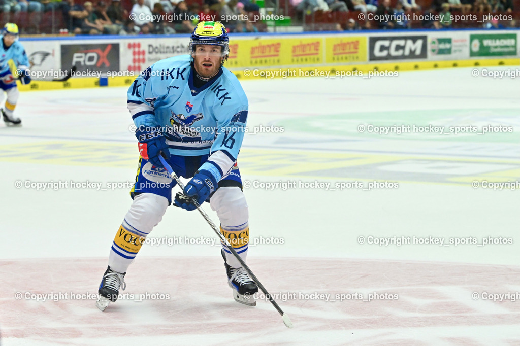 EC iDM Wärmepumpen VSV vs. KHL Sisak | #16 Kevin Hancock EC VSV, EC iDM Wärmepumpen VSV vs. KHL Sisak, EC iDM Wärmepumpen VSV vs. KHL Sisak am 02.09.2025 in Villach (Stadthalle Villach), Austria, (Photo by Bernd Stefan)