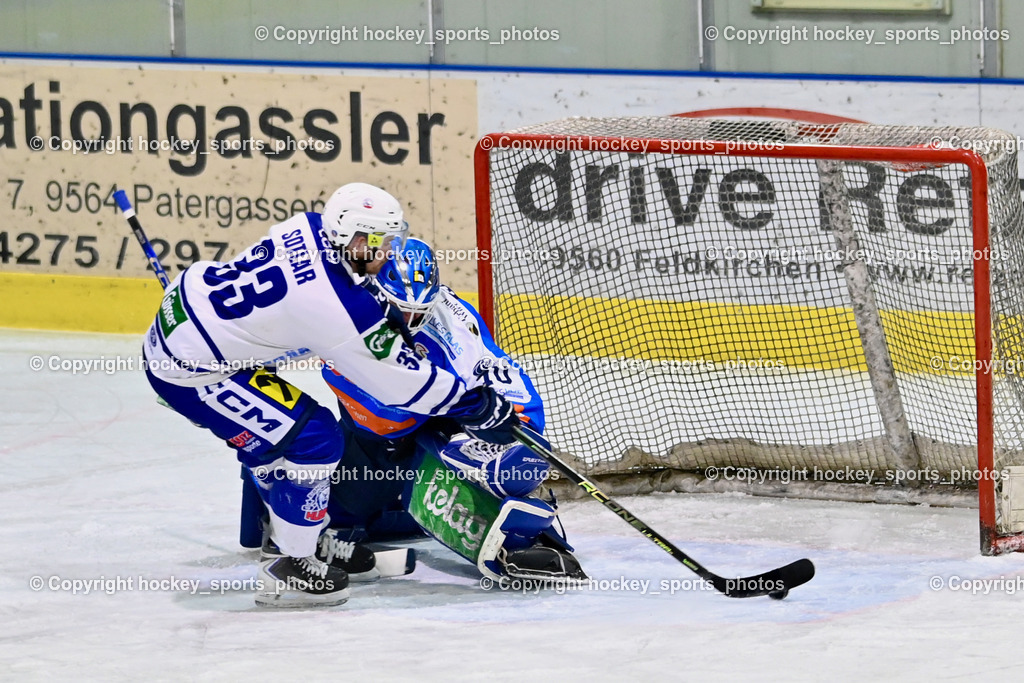 ESC SPARKASSE STEINDORF vs. UECR Huben  | #33 Sotlar Jure UECR EISBÄREN HUBEN, #70 Moser Lukas ESC Steindorf, ESC SPARKASSE STEINDORF vs. UECR Huben , ESC SPARKASSE STEINDORF vs. UECR Huben  am 06.02.2026 in Steindorf (Ossiachersee Halle), Austria, (Photo by Bernd Stefan)