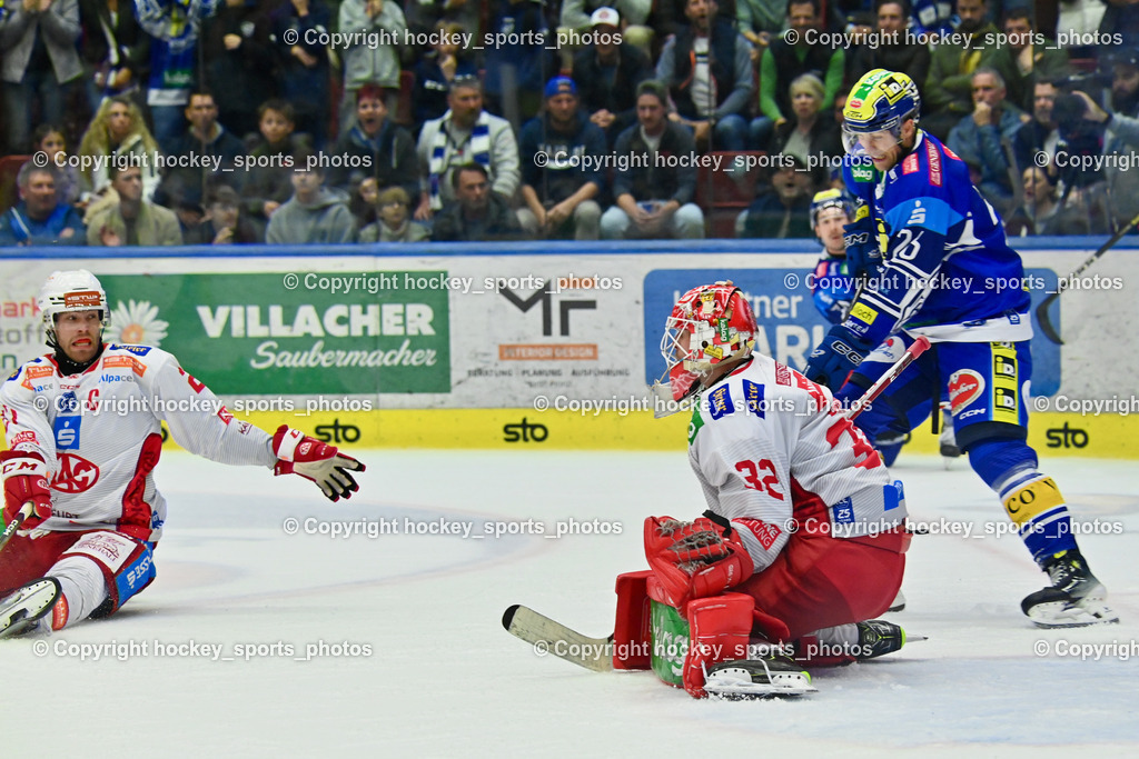 EC IDM Wärmepumpen VSV vs. EC KAC  | #27 Hundertpfund Thomas EC KAC, #32 Dahm Sebastian EC KAC, #26 VAN NES Guus EC VSV, EC IDM Wärmepumpen VSV vs. EC KAC , EC IDM Wärmepumpen VSV vs. EC KAC  am 27.10.2024 in Villach (Stadthalle Villach), Austria, (Photo by Bernd Stefan)