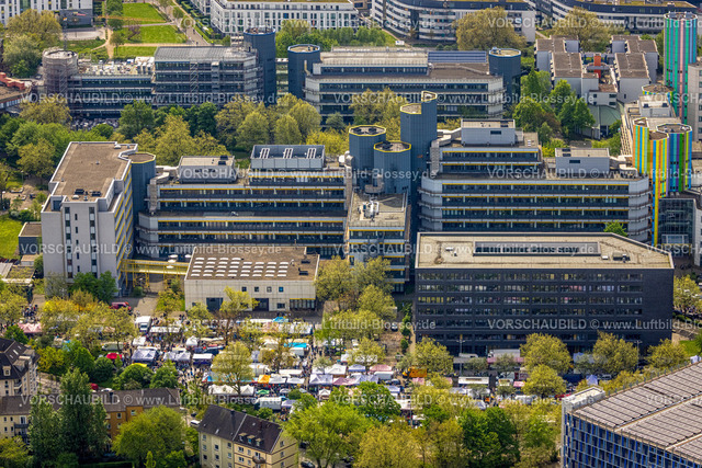 Essen240400550 | Luftbild, Universität Duisburg-Essen, Trödelmarkt Uni Essen Flohmarkt, Essen, Ruhrgebiet, Nordrhein-Westfalen, Deutschland