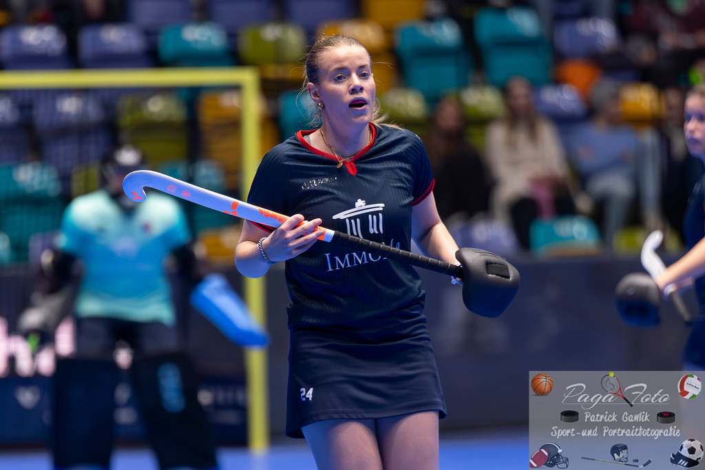 Volvo E.R.B. Final 4 Halbfinale Frauen: Der Club an der Alster - Berlienr HC, 25.01.2025 | Ida-Marie Köllinger (Berliner HC #24), Freisteller, Portrait, Porträt, Der Club an der Alster - Berlienr HC, Frankfurt, Süwag Arena, 25.1.2025 - Realisiert mit Pictrs.com