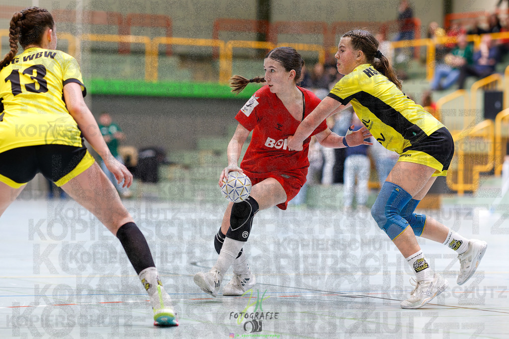 Hessenmeisterschaft wJC - Finale; HSG Kleenheim - HSG Weiterstadt/ Braunsh.Worf. | Hessenmeisterschaft wJC - Finale; HSG Kleenheim - HSG Weiterstadt/ Braunsh.Worf. am 22.03.2025 in Biedenkopf (Sporthalle Lahntalschule)Photo © 2025 - Jörg Heinrich - Realisiert mit Pictrs.com