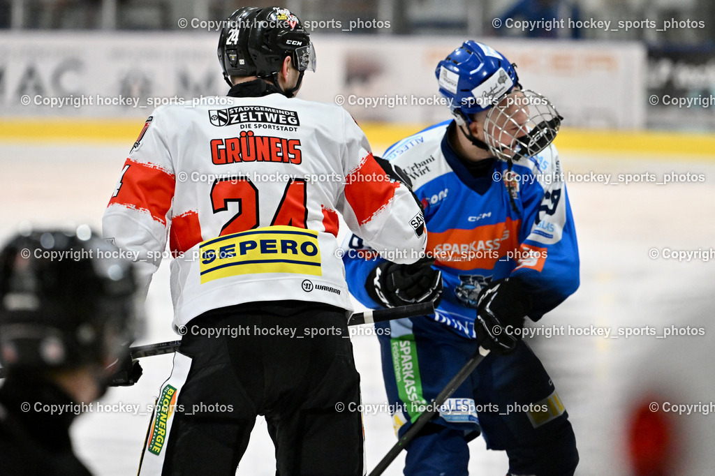 ESC SPARKASSE STEINDORF vs. EV ZELTWEG MURTAL LIONS | #24 Grüneis Michael EV ZELTWEG MURTAL LIONS, #69 Kreuzer Philipp ESC Steindorf, ESC SPARKASSE STEINDORF vs. EV ZELTWEG MURTAL LIONS, ESC SPARKASSE STEINDORF vs. EV ZELTWEG MURTAL LIONS am 27.12.2025 in Steindorf (Ossiachersee Halle), Austria, (Photo by Bernd Stefan)