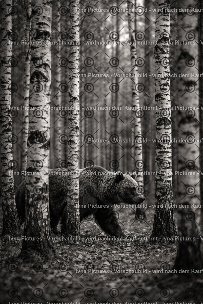 Brauner Bär im Birkenwald | Ivna Pictures - Realisiert mit Pictrs.com