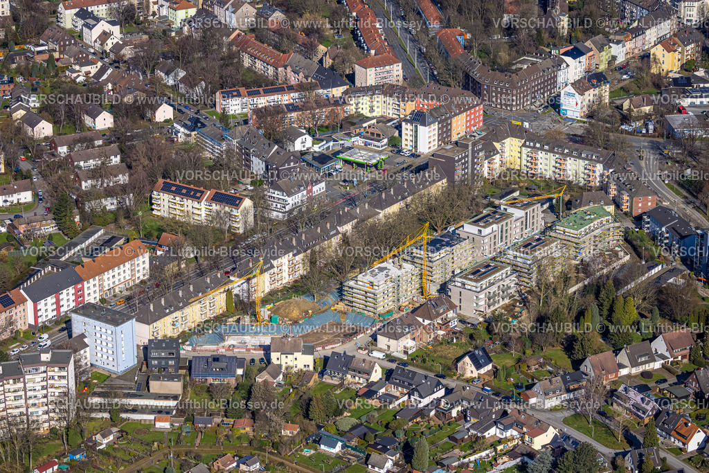 Herne230212015 | Luftbild, Wohnen Am Westbach, Baustelle und Neubau zwischen Bochumer Straße und Flottmannstraße, Herne-Süd, Herne, Ruhrgebiet, Nordrhein-Westfalen, Deutschland