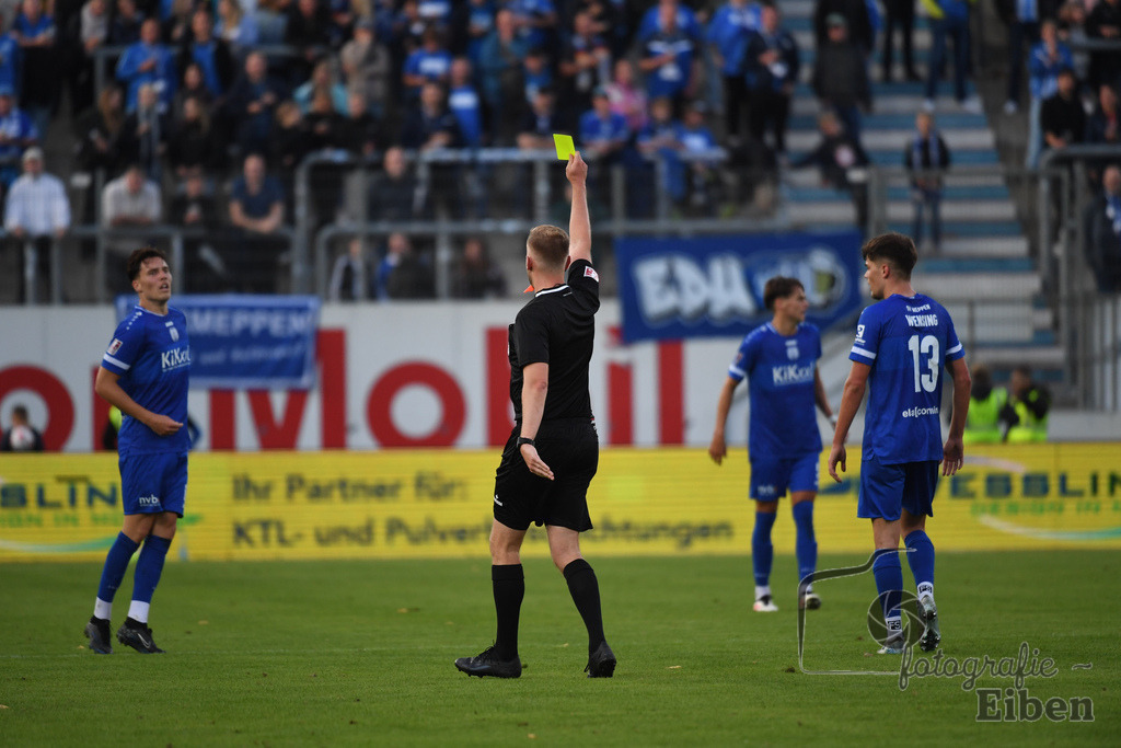 SV Meppen-VfB Lübeck | Herren Regionalliga Nord; SV Meppen (blau)-VfB Lübeck (weiß) am 01.08.2025 in Meppen (Hänsch-Arena), Photo: Philip Eiben 2025 - Realisiert mit Pictrs.com