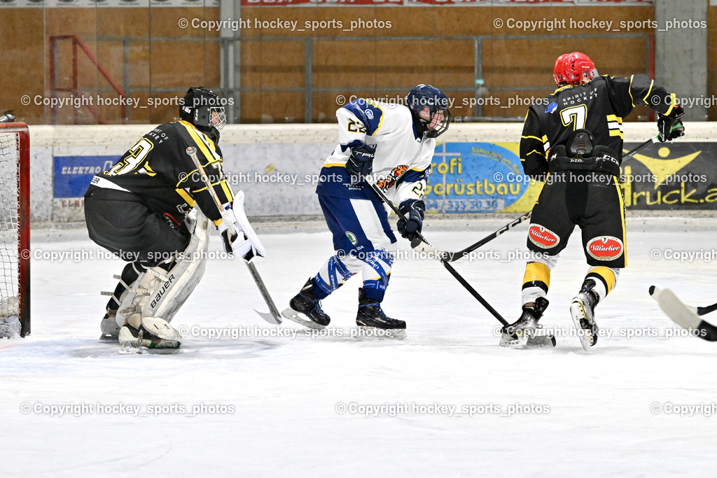 EC Tigers Paternion vs. Carintia Team | #73 Scheidenberger Sandro Carinthian Team, #22 Neuschitzer Nino EC Tigers Paternion, #7 Krmelj Miha Carinthian Team, EC Tigers Paternion vs. Carintia Team, EC Tigers Paternion vs. Carintia Team am 29.12.2025 in Spittal an der Drau (Eissportzentrum Spittal), Austria, (Photo by Bernd Stefan)