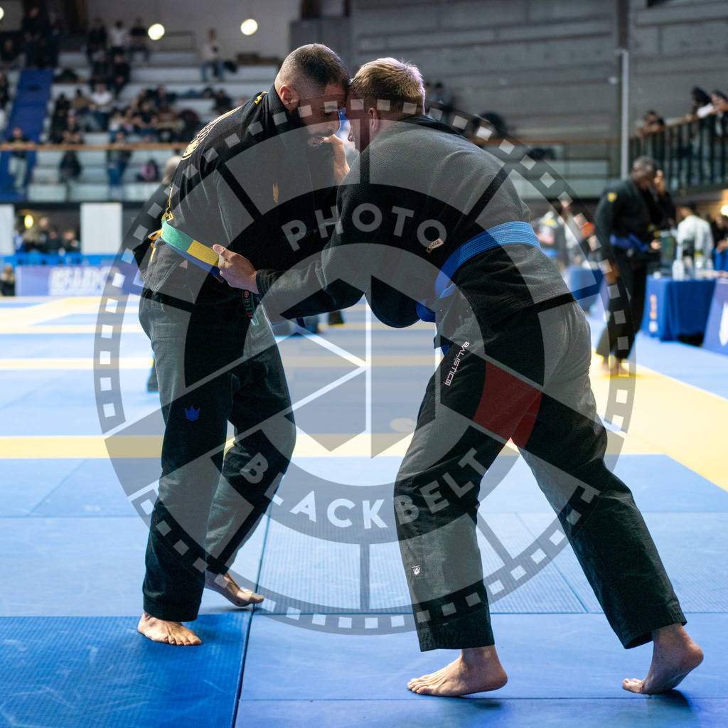 20240121PBB7036 | Fighters compete during the second day of the IBJJF European Championship in Paris, France, on January 21, 2024.