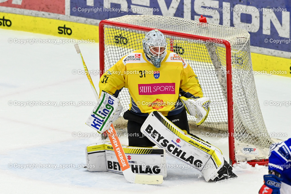 EC IDM WÄRMEPUMPEN VSV vs. Vienna Capitals | #31 Evan Cowley Vienna Capitals, EC IDM WÄRMEPUMPEN VSV vs. Vienna Capitals, EC IDM WÄRMEPUMPEN VSV vs. Vienna Capitals am 16.11.2025 in Villach (Stadthalle Villach), Austria, (Photo by Bernd Stefan)