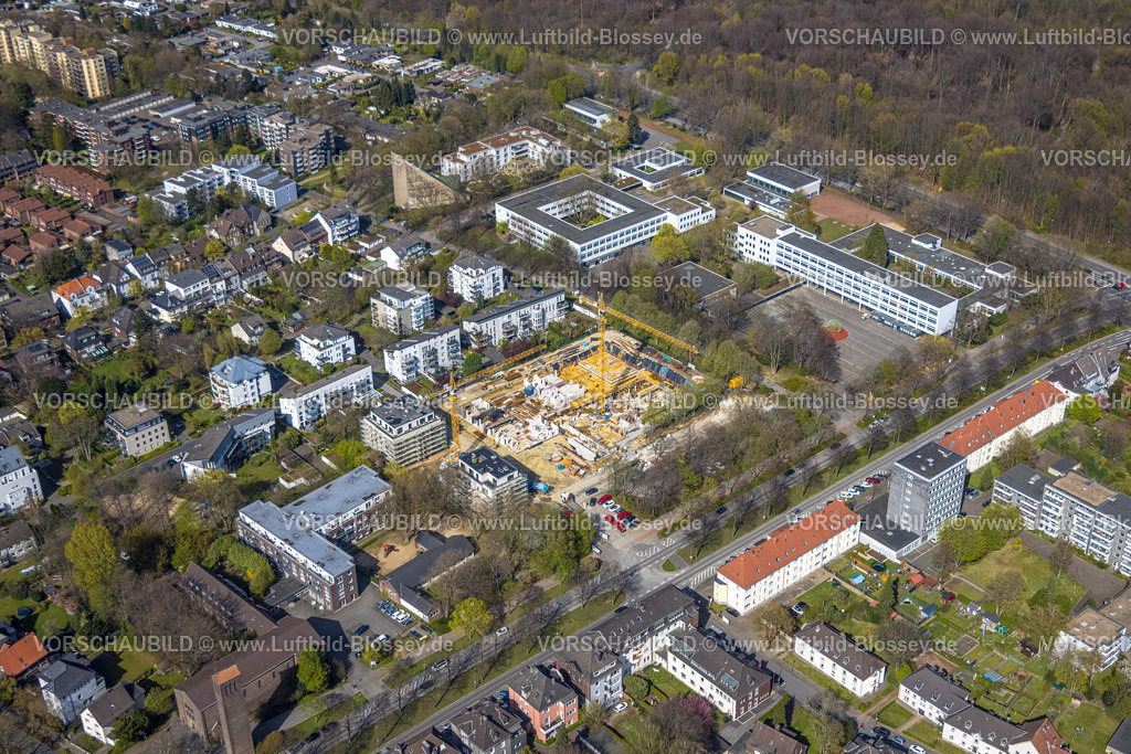 Gelsenkirchen220402852 | Luftbild, Baustelle und Neubau für Mehrfamilienhäuser an der Goldbergstraße, Max-Planck-Gymnasium, Buer, Gelsenkirchen, Ruhrgebiet, Nordrhein-Westfalen, Deutschland