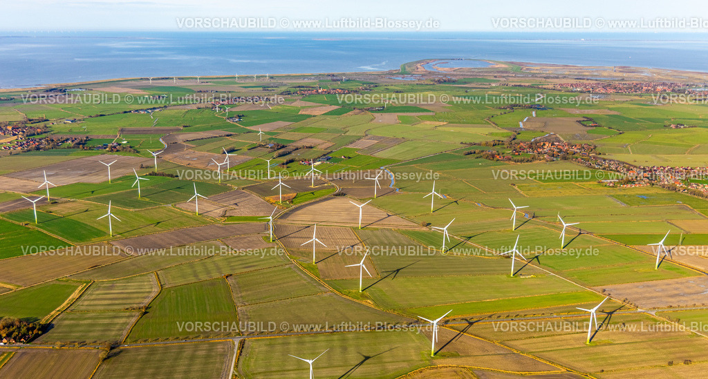 Greetsiel251104788-2 | Luftbild, Windpark bei Krumhörn, Blick nach Greetsiel und zur Leybucht an der Nordsee, Krummhörn, Norddeutschland, Ostfriesland, Niedersachsen, Deutschland
