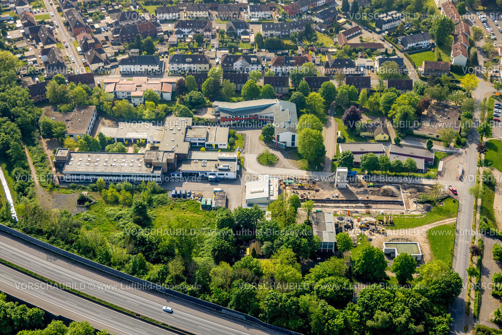 Herne240500052 | Luftbild, wewole Stiftung Langforthstraße, Baustelle und Neubau eines Schmutzwasserpumpwerkes, Horsthausen, Herne, Ruhrgebiet, Nordrhein-Westfalen, Deutschland
