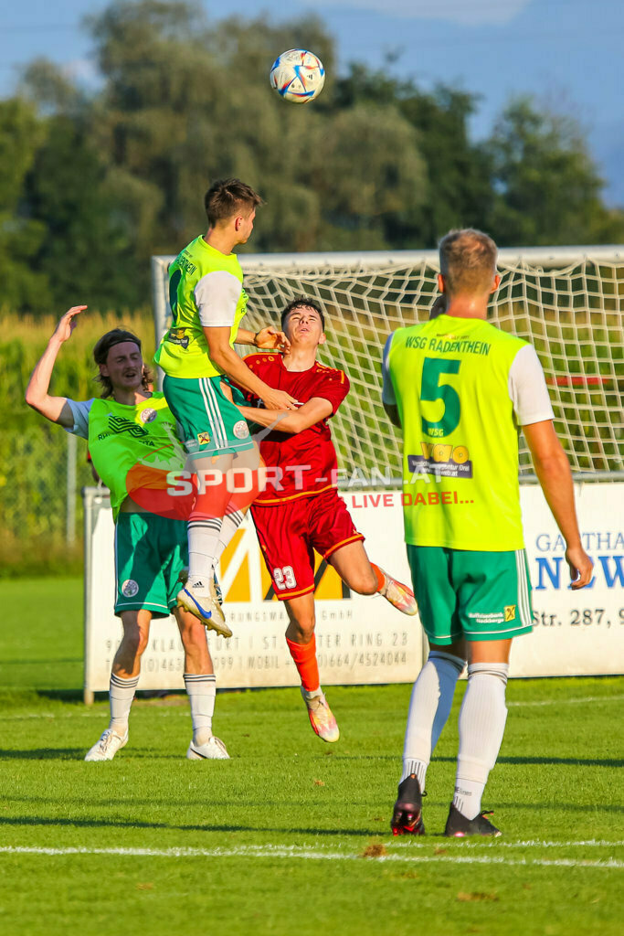 ASKÖ Wölfnitz - WSG Radenthein 2-2, Unterliga West | Lukas Hausott (ASKÖ Wölfnitz #23) Denis Sme (WSG Radenthein #5)  ASKÖ Wölfnitz - WSG Radenthein 2-2 am 20.08.2023 in Wölfnitz
(Sportplatz), Austria, (Photo by Ernst Krawagner sport-fan.at) - Realisiert mit Pictrs.com