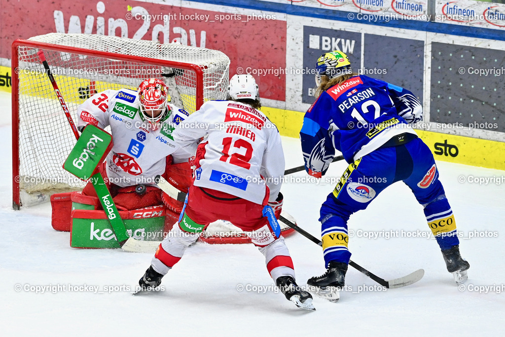 EC IDM WÄRMEPUMPEN VSV vs. EC KAC | #12 Pearson Chase EC VSV, #12 Maier David EC KAC, #32 Dahm Sebastian EC KAC, EC IDM WÄRMEPUMPEN VSV vs. EC KAC, EC IDM WÄRMEPUMPEN VSV vs. EC KAC am 02.02.2025 in Villach (Stadthalle Villach), Austria, (Photo by Bernd Stefan)