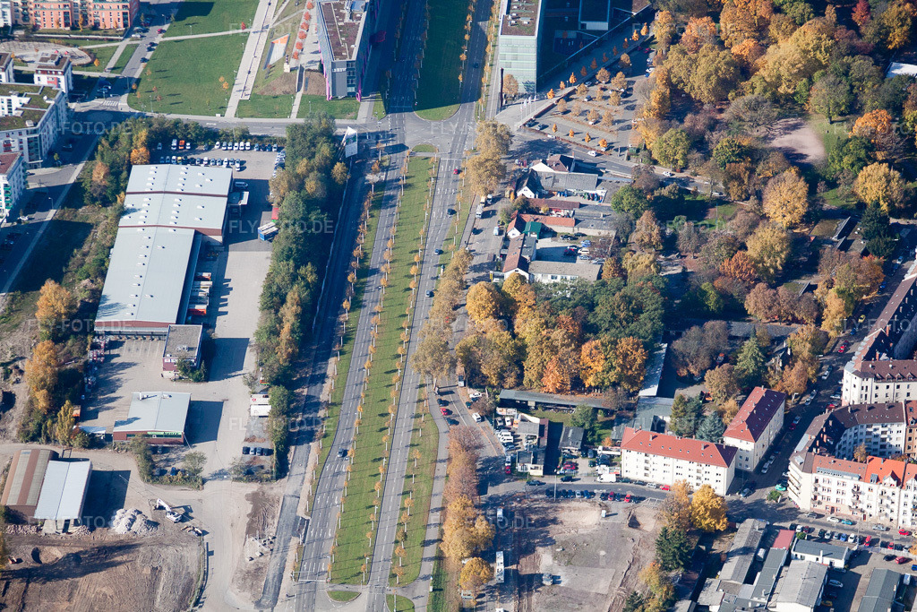 Luftbild: Kriegsstraße Ost im Ortsteil Südstadt in Karlsruhe im Bundesland Baden-Württemberg in Deutschland. Foto: IMG_35013.jpg vom 31.10.2010 durch Werner Riehm/FLY-FOTO.de