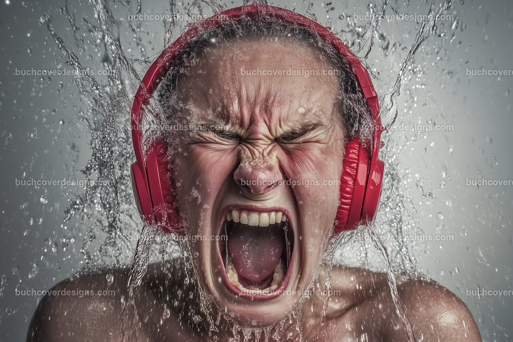 Gesicht einer Frau mit Kopfhörer (45) | front view - screaming angry very old woman with red headphone under a water shower --chaos 5 --ar 3:2 --stylize 50 --weird 200 --v 6.1 Job ID: 2aca7284-c359-4611-9af7-66af593347b1