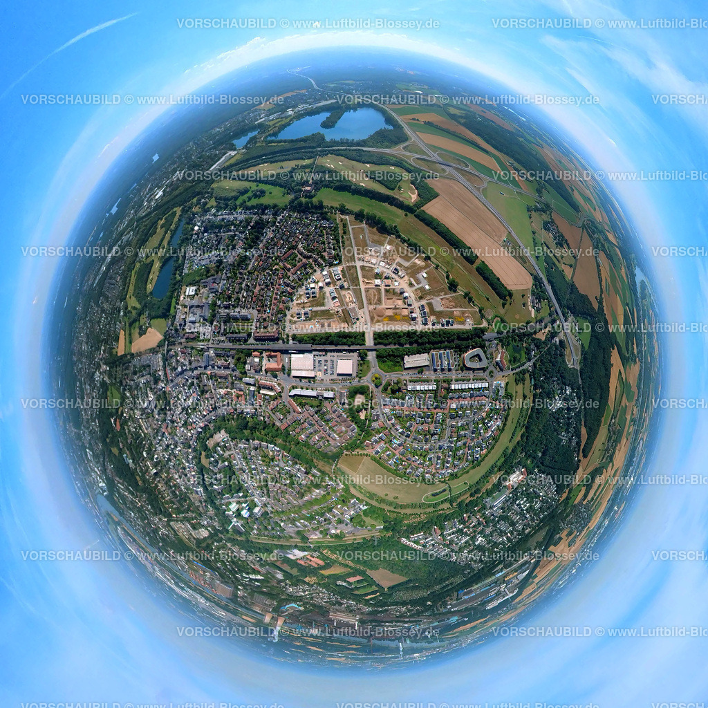 Duisburg20220712_1Angerbogen | Luftbild, Angerbogen, Wohngebiet Alter Angerbach, Baugebiet, Huckingen, Duisburg, Ruhrgebiet, Nordrhein-Westfalen, Deutschland 