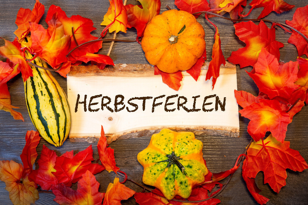 Bild Herbstferien: Holzschild mit der Aufschrift HERBSTFERIEN und herbstliche Dekoration | Bild Herbstferien: Holzschild mit der Aufschrift HERBSTFERIEN und herbstliche Dekoration - Realisiert mit Pictrs.com