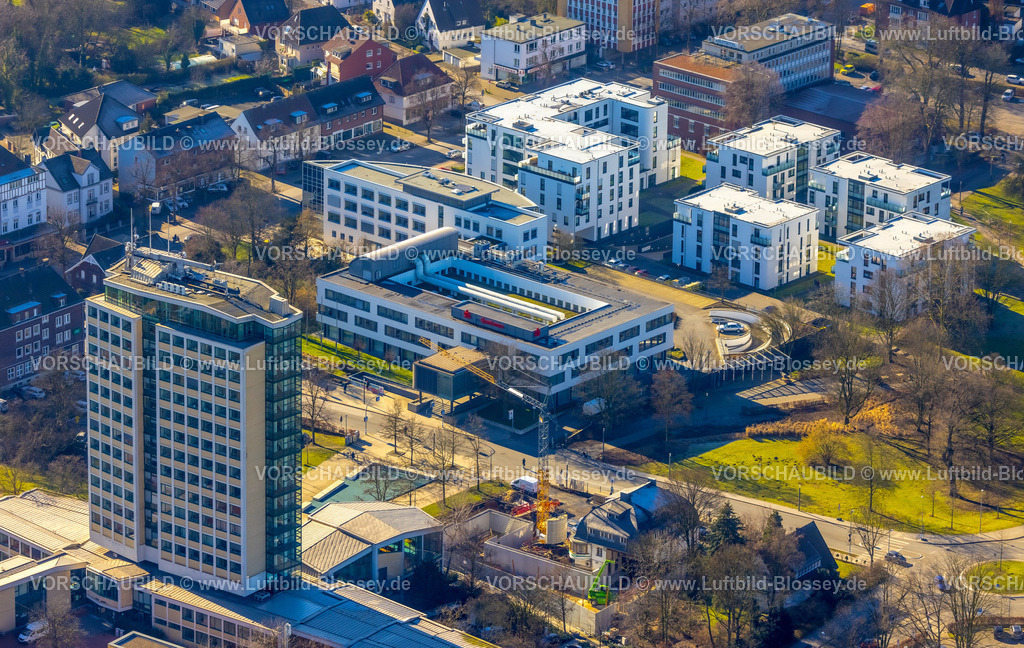 Luenen230204064 | Luftbild, Rathaus Stadt Lünen, Sparkasse Lünen, Neubauwohnsiedlung Dortmunder Straße, Lünen, Ruhrgebiet, Nordrhein-Westfalen, Deutschland