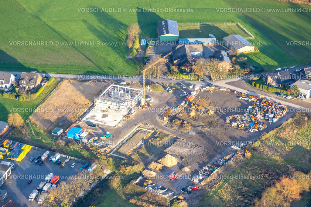 Bottrop251204217Kirchhellen | Luftbild, Baustelle mit Baukran an der Giesenheide Ecke Brandenheide, Kirchhellen-Süd, Bottrop, Ruhrgebiet, Nordrhein-Westfalen, Deutschland