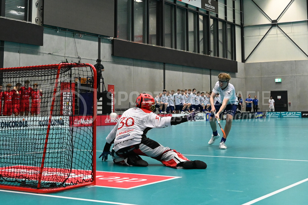 Switzerland B U19 vs Finland U19 - 2. February 2024 | Switzerland B U19 vs Finland U19
U19 Men International Matches in Switzerland
GoEasy Arena, Siggenthal Station
No chance for Switzerland goalie #30 Lars Birchmeier.
Credit: Markus Aeschimann | <a href="https://www.markus-aeschimann.ch">Sportfotografie Markus Aeschimann</a> | <a href="https://www.instagram.com/sportfotografie.aeschimann">@sportfotografie.aeschimann</a> - Realisiert mit Pictrs.com
