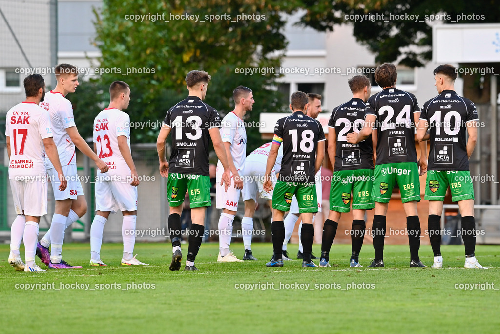 SAK Klagenfurt vs. FC Gleisdorf 09 2.9.2022 | #17 Patrick Lausegger, #5 Matic Pavlic, #23 Marko Mitrovic, #13 Dragan Smoljan, #18 Manuel Suppan, #29 Christian Berger, #24 Pascal Michael Zisser, #10 Filip Smoljan