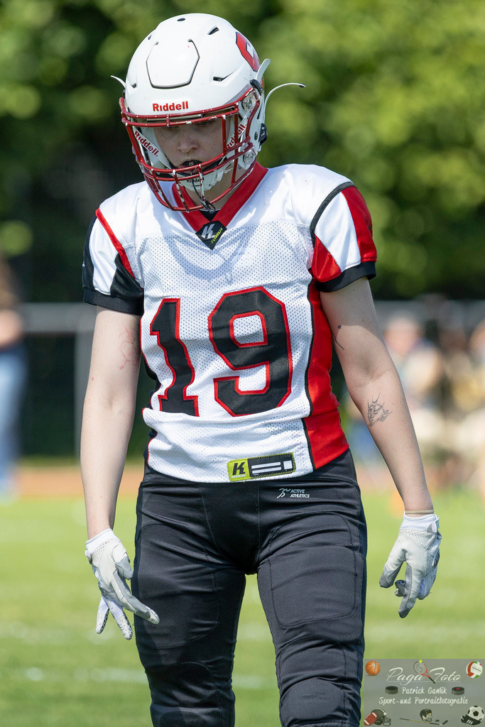 GFLW 1: German Football League Women 1: Rodgau Pioneers Ladies - Stuttgart Scorpions Sisters, 07.06.2026 | Maren Gruber (Stuttgart Scorpions Sisters #19), Freisteller, Portrait / Porträt, Rodgau Pioneers Ladies - Stuttgart Scorpions Sisters, Rodgau, Maingau-Energie-Stadion "Am Weichsee", 7.6.2026 - Realisiert mit Pictrs.com