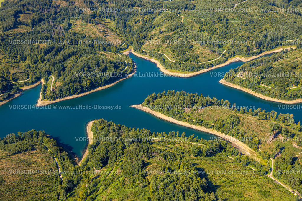 Meinerzhagen250812199 | Luftbild, Genkeltalsperre mit Waldgebiet, Lantenbach, Gummersbach, Sauerland, Nordrhein-Westfalen, Deutschland