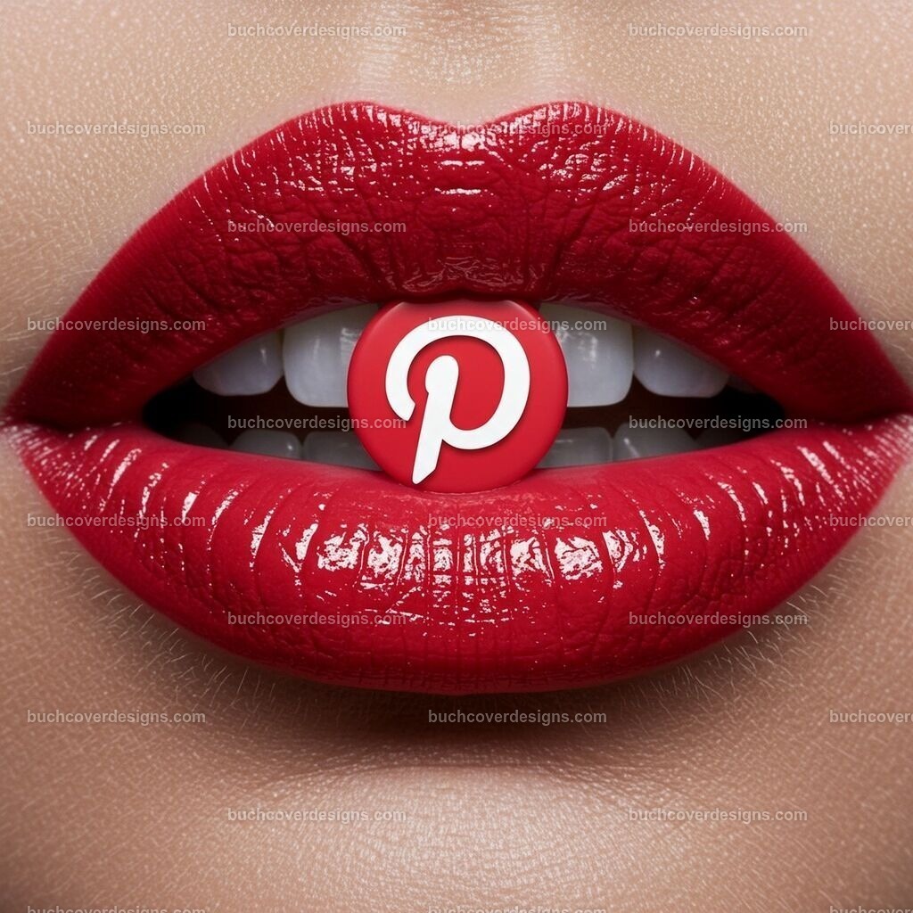 Rote Lippen mit Pinterest Logo | Entdecken Sie kreative Buch Cover Designs für Self-Publishing-Autoren und Verlage! Unsere maßgeschneiderten Designs ziehen Leser an und bringen Ihre Geschichten visuell zum Leben. Lassen Sie uns Ihr perfektes Cover gestalten!