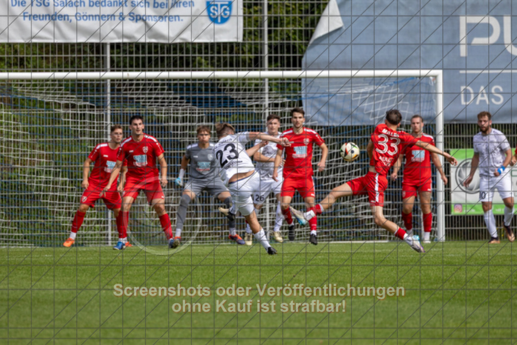20250831_152507_0441 | #,TSG Salach (weiß) vs. SV Ebersbach (rot), Fußball, Bezirksliga - Bezirk Neckar/Fils, 02. Spieltag, Saison 2025/2026, Rasensportplatz, Staufenecker Straße, 73084 Salach, 31.08.2025 - 15:00 Uhr,Foto: PhotoPeet-Sportfotografie/Peter Harich