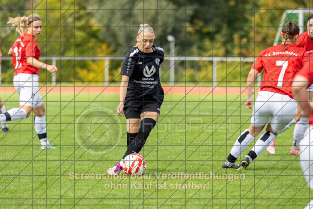 20250928_130802_0132 | #,1.FC Donzdorf (schwarz) vs. TV Derendingen (rot), Fussball, Frauen-Verbandsliga Württemberg, 03. Spieltag, Saison 2025/2026, Rasenplatz Lautertal Stadion, Süßener Straße 16, 73072 Donzdorf, 28.09.2025 - 13:00 Uhr,Foto: PhotoPeet-Sportfotografie/Peter Harich