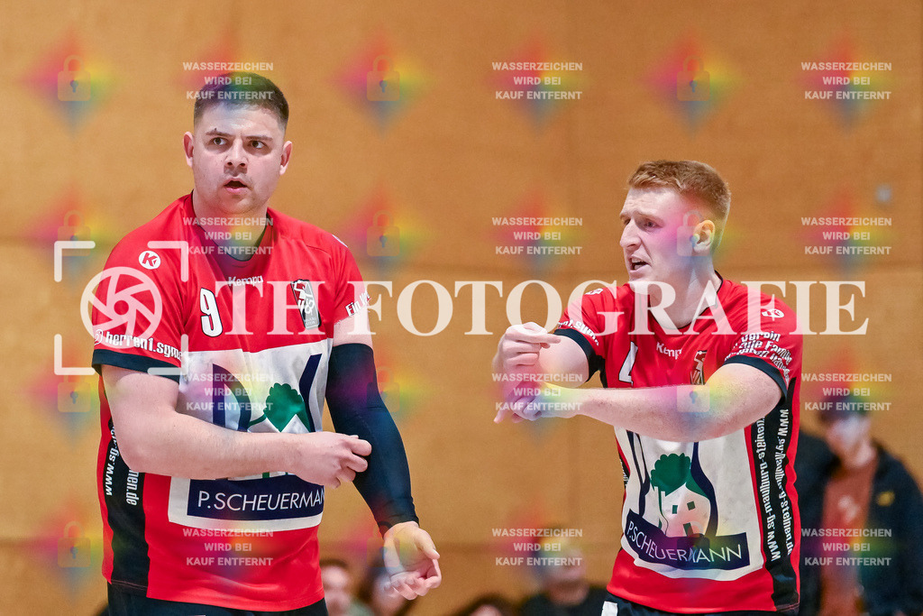 GER, SG Maulburg/Steinen - TuS Ringsheim, Handball, Landesliga Suedbaden, 22. Spieltag, Saison 2024/2025, 23.03.2025 | Tim Lindner (SG Maulburg/Steinen, #09), Jannick Eichin (SG Maulburg/Steinen, #04)GER, SG Maulburg/Steinen - TuS Ringsheim, Handball, Landesliga Suedbaden, 22. Spieltag, Saison 2024/2025, 23.03.2025Foto: TH Fotografie/Thomas Hess