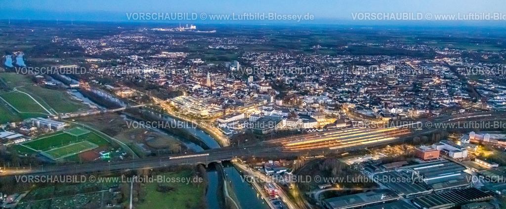 Hamm230102876 | Luftbild, City mit Hauptbahnhof, Nachtaufnahme, Nachtflug, Bockum-Hövel, Hamm, Ruhrgebiet, Nordrhein-Westfalen, Deutschland