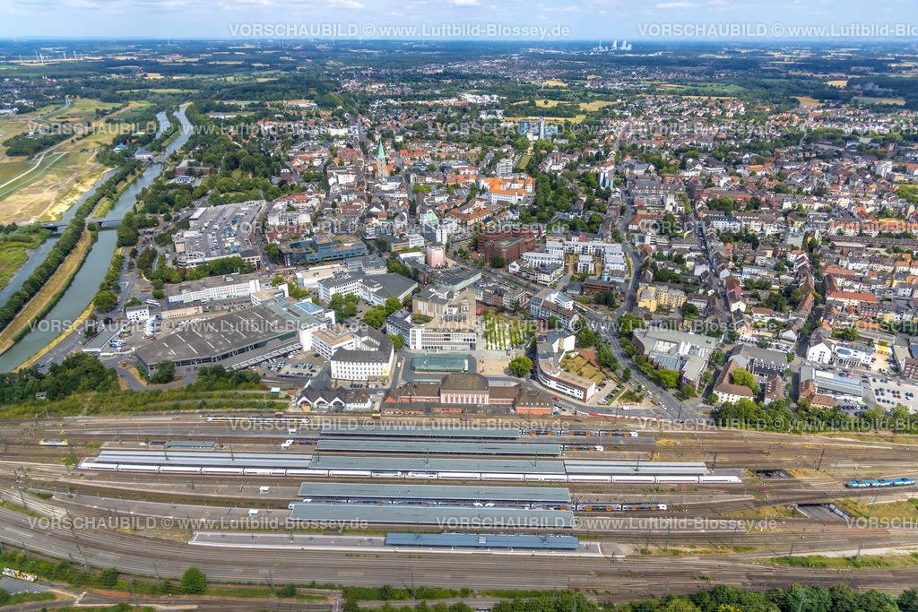 Hamm220707213 | Luftbild, Hamm Westf. Hauptbahnhof und Empfangsgebäude, City, Mitte, Hamm, Ruhrgebiet, Nordrhein-Westfalen, Deutschland