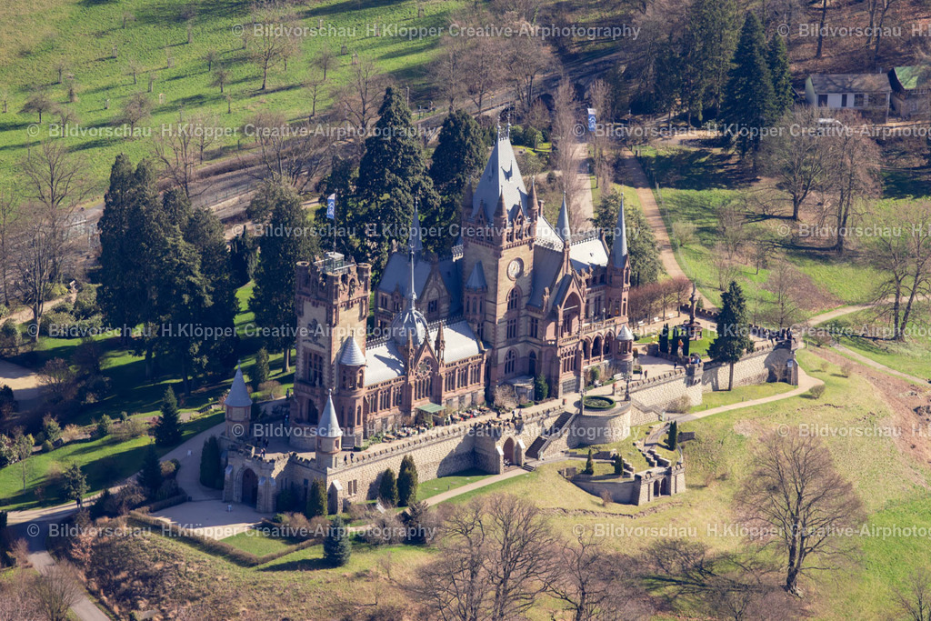 Luftbilder Königswinter-0097 | Luftbildfotografie Burganlage des Schloß Drachenburg in Königswinter im Bundesland Nordrhein-Westfalen. - Realisiert mit Pictrs.com