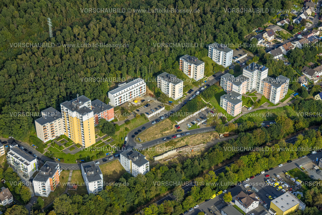 Siegen230912071 | Luftbild, HochhausSiedlung Wohnpark Wildrosenallee, Langenholdinghausen, Siegen, Siegerland, Nordrhein-Westfalen, Deutschland