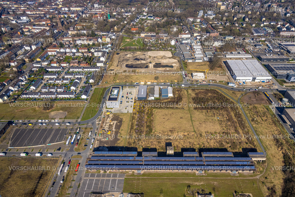 Gelsenkirchen240300885 | Luftbild, Industriepark Schalker Verein, Europastraße, geplanter Teilbereich als grüner Gewerbepark Ecopark auf dem ehemaligen Exarchos-Gelände am Schalker Verein West, ecoParks GmbH, Bulmke-Hüllen, Gelsenkirchen, Ruhrgebiet, Nordrhein-Westfalen, Deutschland