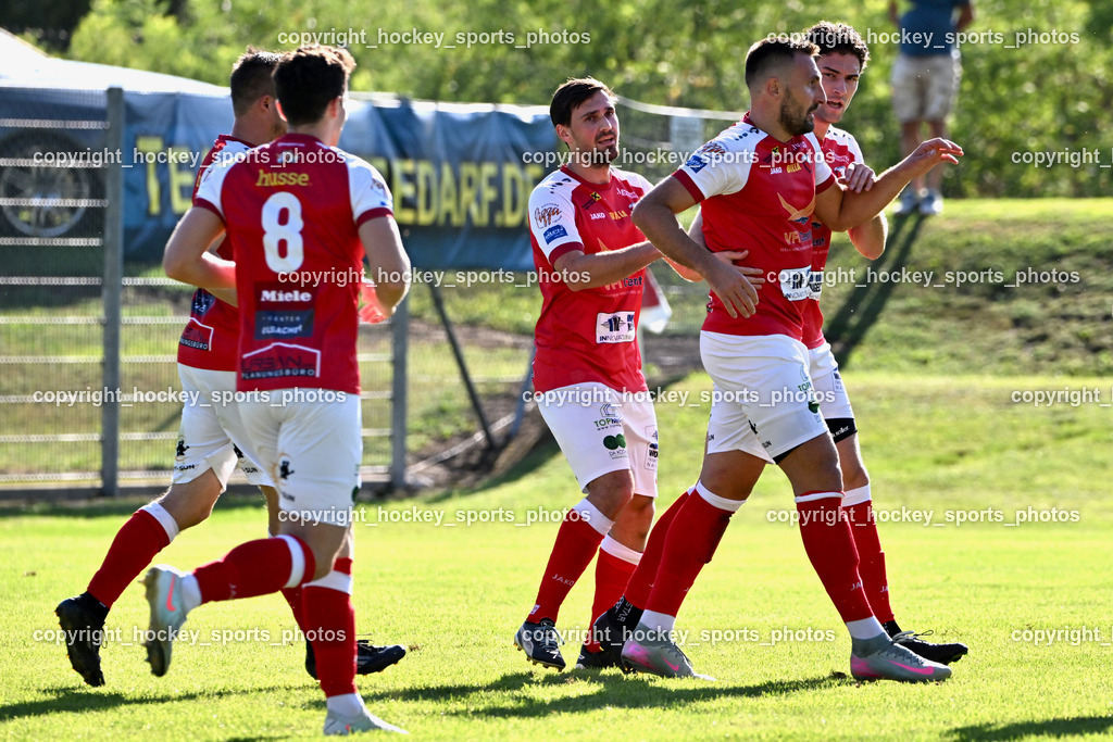 ATUS Nötsch vs. FC Dölsach | Jubel ATUS Nötsch, #8 Julian Eder ATUS Nötsch, #31 Jernej Schwarzmann ATUS Nötsch, #9 Edin Avdic ATUS Nötsch, #21 Nicolas Francis Janschitz ATUS Nötsch, ATUS Nötsch vs. FC Dölsach, ATUS Nötsch vs. FC Dölsach am 23.08.2026 in Nötsch (Sportplatz Nötsch), Austria, (Photo by Bernd Stefan)