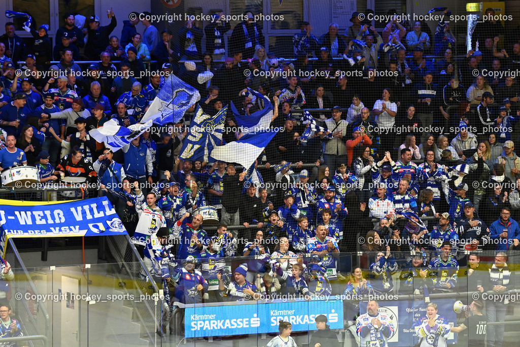 EC IDM Wärmepumpen VSV vs. Pioneers Vorarlberg | EC VSV Fanclubs, EC VSV Fans, EC IDM Wärmepumpen VSV vs. Pioneers Vorarlberg, EC IDM WÄRMEPUMPEN VSV vs. Pioneers Vorarlberg am 03.10.2025 in Villach (Stadthalle Villach), Austria, (Photo by Bernd Stefan)