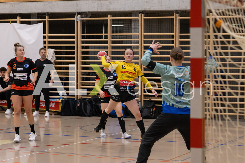 Handball I Frauen I Saison 2025-2026 I Handball Swiss Premium League 1 | Women I Round 5 I  Yellow Winterthur - GC Amicitia Zürich I 15.03.2026 | 14 Jessica Mössner (CH) (Yellow Winterthur) – Flügel links - Realisiert mit Pictrs.com