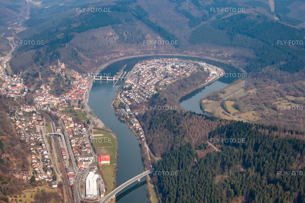 Ortsteil Ersheim in der Neckarschleife | Luftbild: Ortsteil Ersheim in der Neckarschleife im Ortsteil Ersheim in Hirschhorn im Bundesland Hessen in Deutschland. Foto: IMG_38003.jpg vom 12.03.2011 durch Werner Riehm/FLY-FOTO.de - Realisiert mit Pictrs.com
