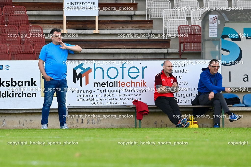 SV Feldkirchen vs. ATSV Wolfsberg 26.5.2023 | Headcoach ATSV Wolfsberg Mario Romac, Assistentcoach ATSV Wolfsberg Bernhard Huber, Tormanntrainer ATSV Wolfsberg Helmut Zellnig