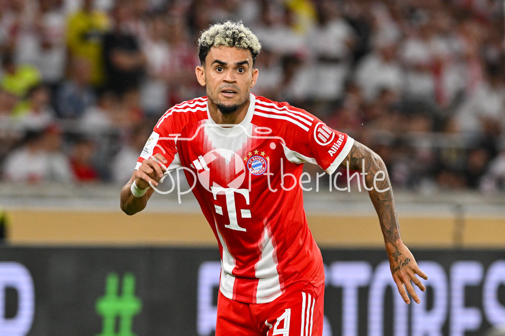 VfB Stuttgart - FC Bayern München | im Bild Luis DIAZ (FC Bayern München 14) / Einzelfoto / Freisteller / Franz-Beckenbauer Supercup: VfB Stuttgart - FC Bayern München; MHP Arena am 16.08.2025