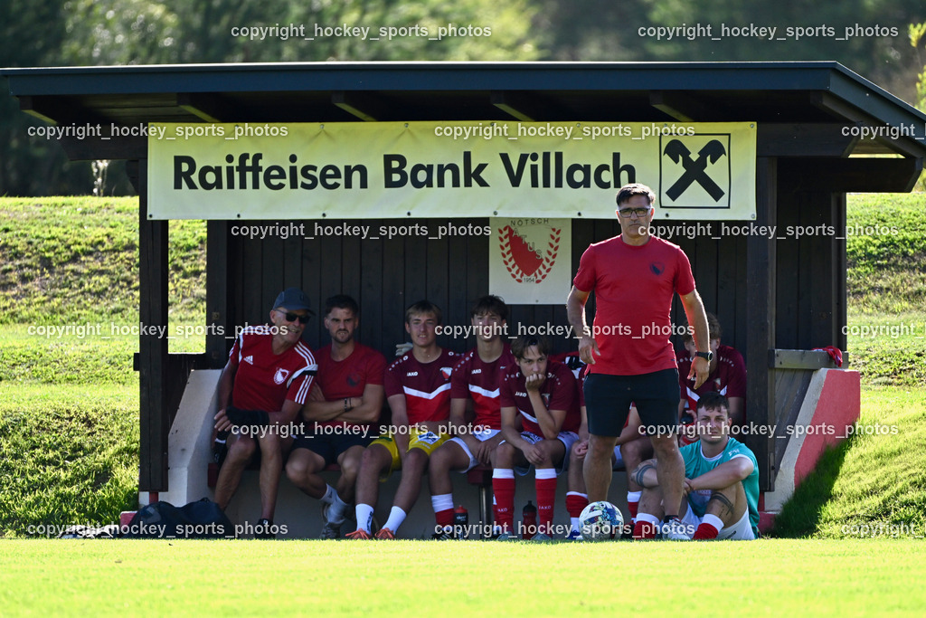 ATUS Nötsch vs. FC Dölsach | Spielerbank ATUS Nötsch, Headcoach ATUS Nötsch Thomas Gilgenreiner, ATUS Nötsch vs. FC Dölsach, ATUS Nötsch vs. FC Dölsach am 23.08.2026 in Nötsch (Sportplatz Nötsch), Austria, (Photo by Bernd Stefan)