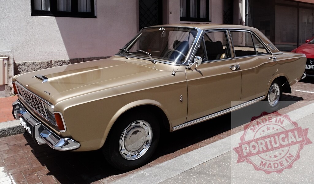 Ford Taunus P7b parked in urban setting, showing its classic design | Classic Ford Taunus P7b parked on a paved street, showcasing its timeless design and vintage charm - Realisiert mit Pictrs.com