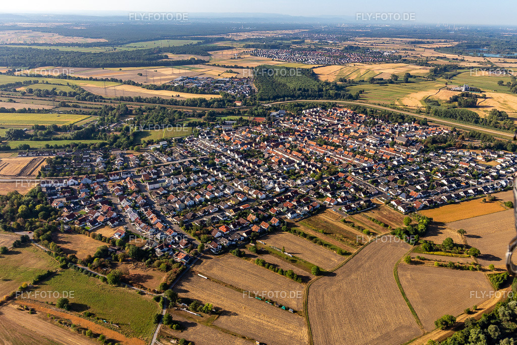 Ortsansicht von Norden | Luftbild: Ortsansicht von Norden im Ortsteil Rußheim in Dettenheim im Bundesland Baden-Württemberg in Deutschland. Foto: IMG_134008.jpg vom 21.08.2022 durch ©2025 Werner Riehm fly-foto.de/copyright - Realisiert mit Pictrs.com
