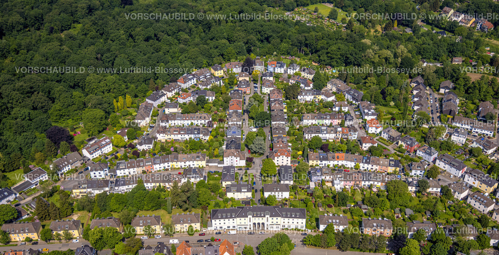 Essen220502710 | Luftbild, Siedlung Essen-Stadtwald, Eyhofsiedlung, nördlich der Frankenstraße mit Park Grünhof, Waldsaum, Stadtwald, Essen, Ruhrgebiet, Nordrhein-Westfalen, Deutschland
