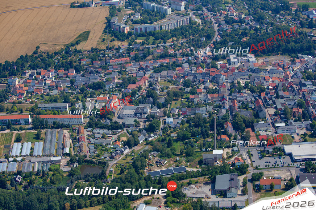 Das Luftbild der Stadt Hainichen wurde 2018 vom Flugzeug heraus erstellt (keine Drohne) Aufnahmehöhe ca.400 Meter- hohe Auflösung für beste Druck-Qualität