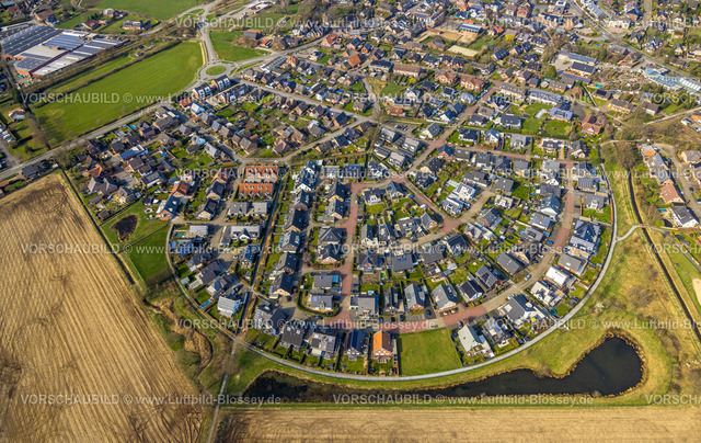 Hamminkeln240311628 | Luftbild, halbrundes Wohngebiet Dorfbruch und Hasseler Paß, Dingden, Hamminkeln, Nordrhein-Westfalen, Deutschland